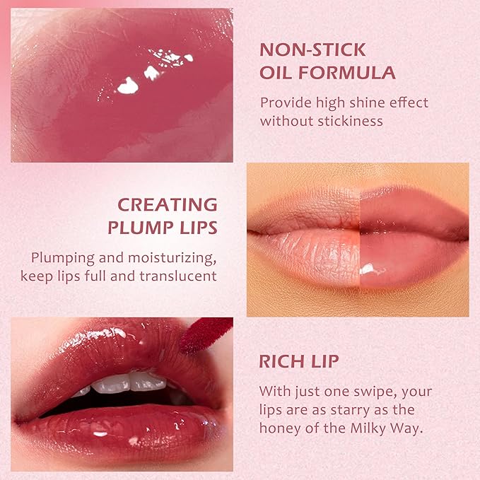 Juicy Lip Plumping Gloss, Orange Tinted Lip Gloss Lip Plumper, Hydrating Moisturizing Lip Tint Stain,Highly Pigmented Shine Glossy Lip Oil, Long-Lasting Lip Gloss For Women Girls Dry Lip Care-02#