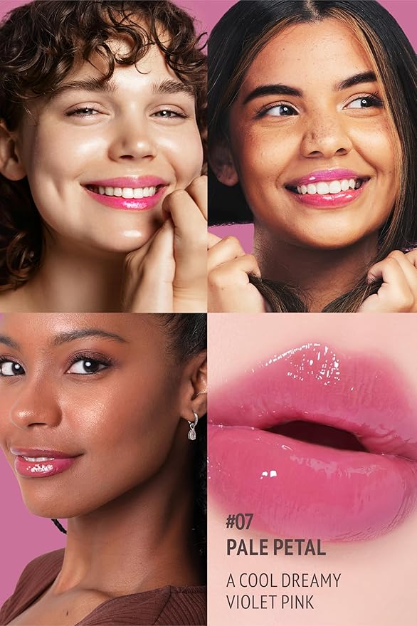 SELF BEAUTY Veganize Collagen Lip Glass Balm | Hydrating Lip Balm in 9 Vibrant Colors | Moisturizing Lip Care Infused with Collagen Jelly Magic | No Animal Trial Lip Balm 0.06 oz (#7 Pale Petal)