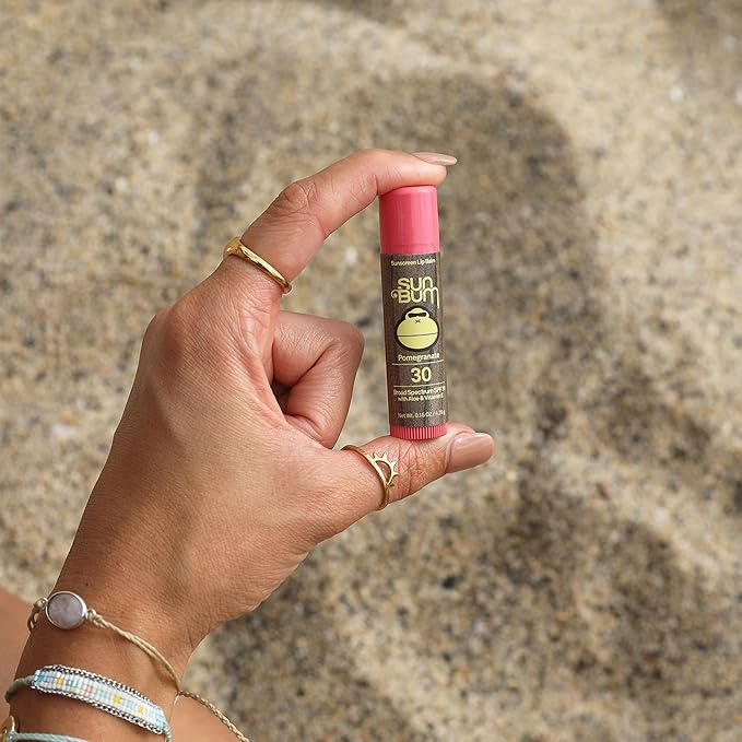 Sun Bum SPF 30 Sunscreen Pomegranate Lip Balm - Moisturizing Aloe Vera and Vitamin E - Vegan and Cruelty Free - Broad Spectrum UVA/UVB Lip Protection - 0.15 oz Stick