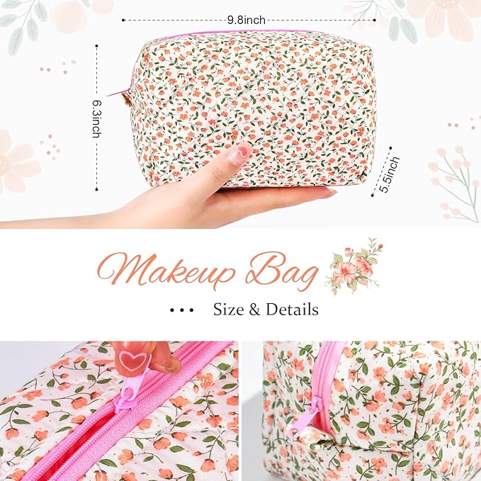 Soidram pink makeup bag floral