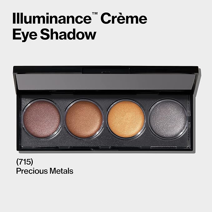 Revlon Crème Eyeshadow Palette, Illuminance Eye Makeup with Crease- Resistant Ingredients, Creamy Pigmented in Blendable Matte & Shimmer Finishes, 715 Precious Metals, 0.12 Oz