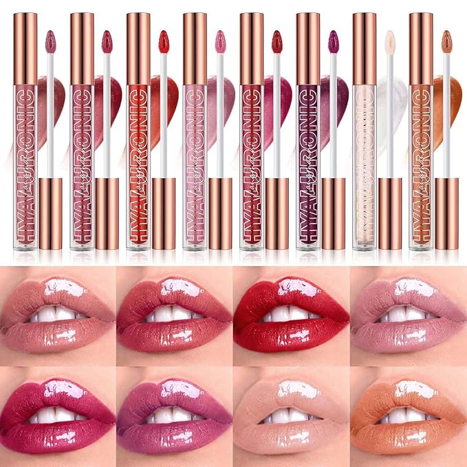Pink Lip Gloss Makeup Plumping Glitter Lip Gloss for Girls Women Lip Plumping Tinted Lipgloss High Pigment Plumper Long Lasting Moisturizing Lip Gloss Oil Shimmer Sparkly Natural Lipstick(03#)