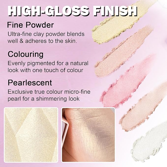 White Highlighter Makeup Palette Face Highlighter Powder Iluminadores Palette-inger Color 04 G