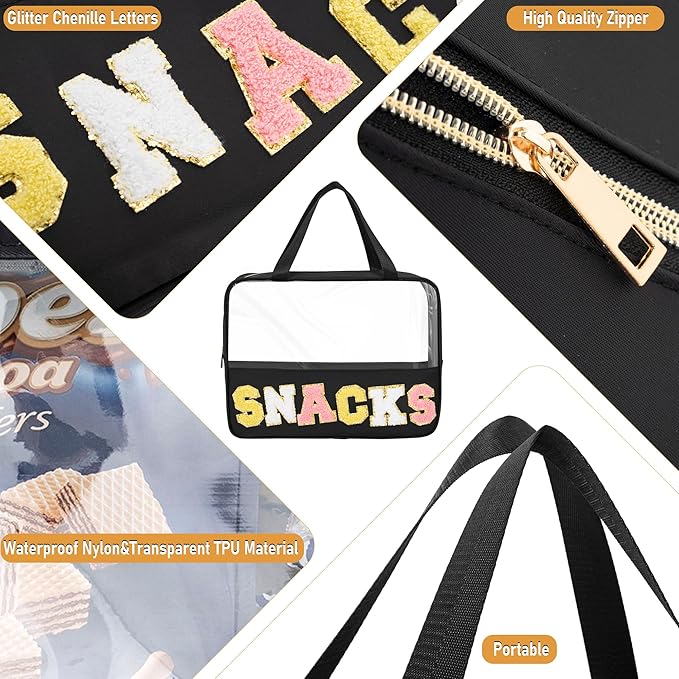 Chenille letter snacks bag zipper
