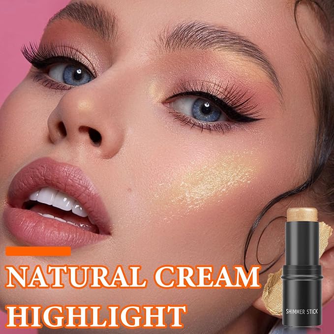 Cream Contour Sticks,Smooth Shimmer Highlighter Makeup Stick,Lightweight Multi for Women(#03)