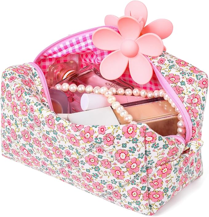 Soidram pink makeup bag floral