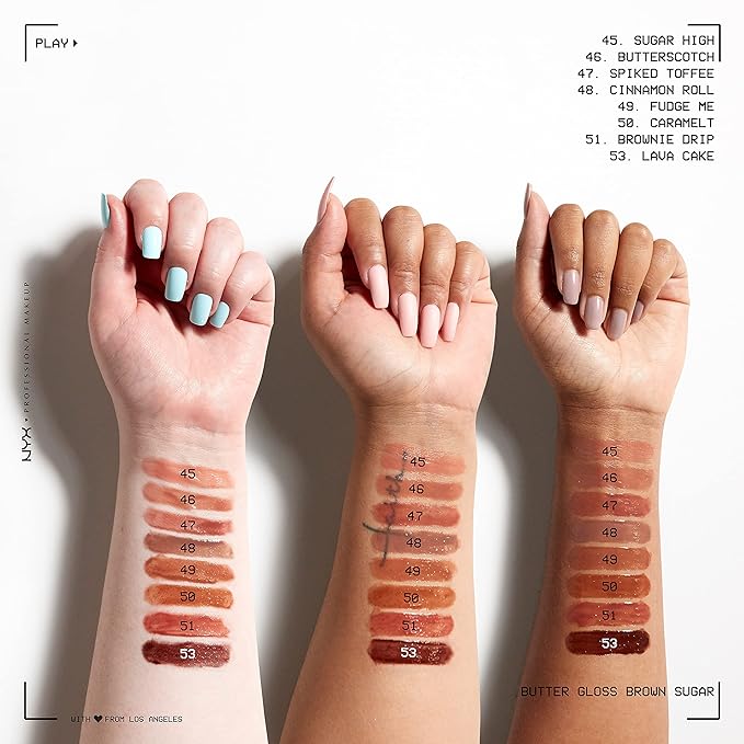 NYX PROFESSIONAL MAKEUP Butter Gloss Brown Sugar, Non-Sticky Lip Gloss - Lava Cake (Rich Brown) (Pack of 2)