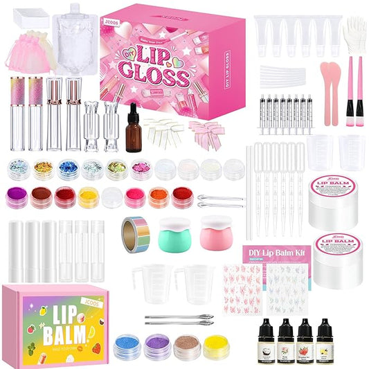 JCOOS Lip Gloss Making Kit, Lip Gloss Set for Teens Lip Kit Fun DIY Lipgloss Making Kit, Diy Lip Balm Kit Make Your Own Lip Gloss Making Kit, Moisturizing Lip Balm Base, Natural Beeswax, Lip Balm