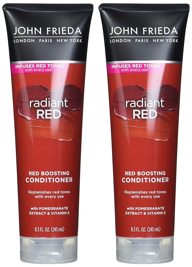 John Frieda Radiant Red, Color Boosting Conditioner, Hydrates and Enhances Red Tones with Pomegranate Extract and Vitamin E for Natural or Color-Treated Hair, 8.3 Oz, Pack of 2