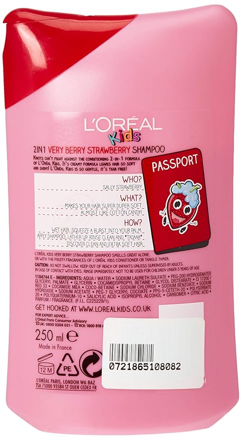L’Oreal Paris Kids Extra Gentle 2in1 Shampoo - Very Berry Strawberry (250ml)