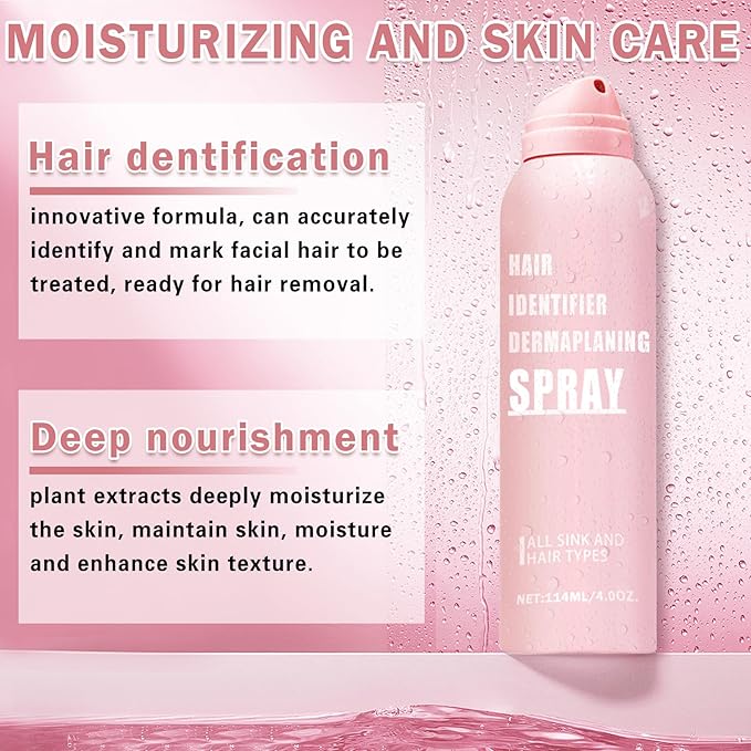 Hair Identifier Spray for Face Shaving Powder for Women Skin Body Hair IdentifyingSpray for Dermaplaning Glow Reveal Face Moisturizing Skin Care Dermaplaner Spray