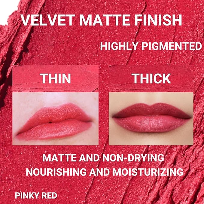 Oulac Pinky Red Creamy Matte Lipstick, Soft Satin Finish Lipsticks for Women with Moisturising Formula, Rich Color, Highly Pigmented Enriched with Rose Oil, Vegan & Cruelty-Free| 3.6g (Y04)