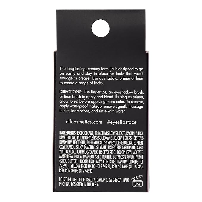 e.l.f. No Budge Cream Eyeshadow, 3-in-1 Eyeshadow, Primer & Liner With Crease-Resistant Color & Stay-Put Power, Vegan & Cruelty-Free, Wildflower