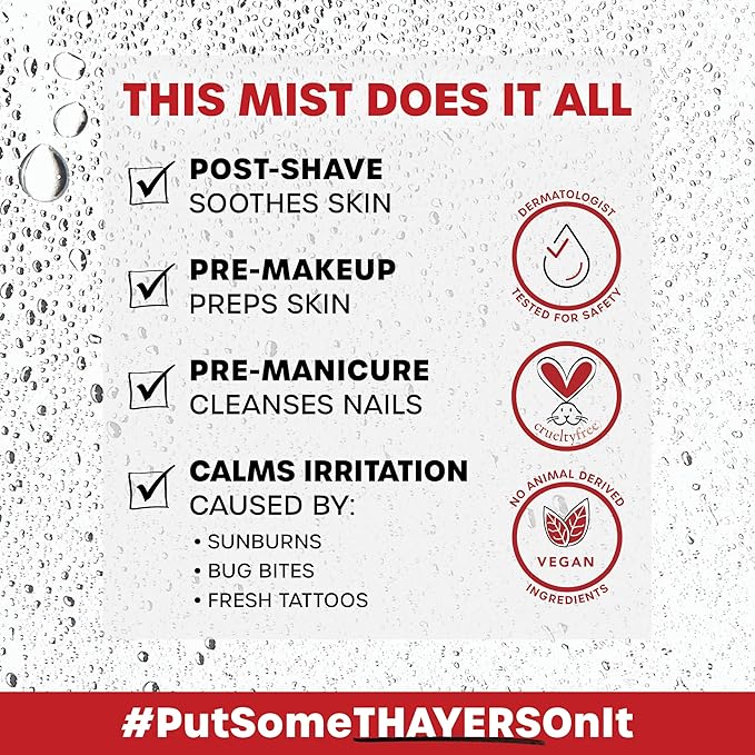 Thayers Alcohol-Free Witch Hazel Facial Mist Toner with Aloe Vera, Unscented, Soothing and Hydrating, for All Skin Types, Trial Size, 3 oz