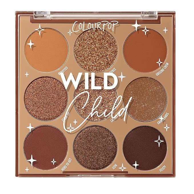 ColourPop Wild Child Eyeshadow Palette - Rich Chocolate Brown Eye Makeup Palette with Matte, Metallic, Matte Sparkle & Glitter Finishes - High-Pigment Eye Makeup with a Long-Wearing Formula (0.3 oz)