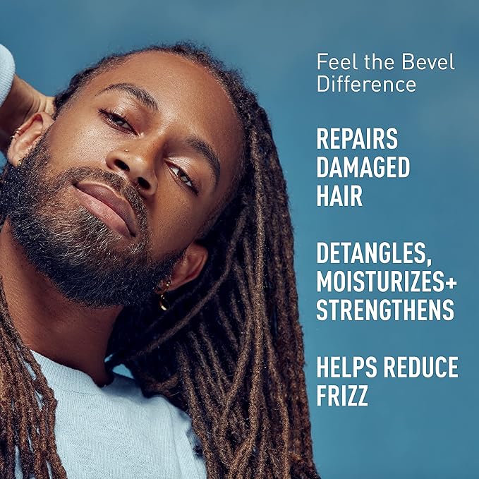 Bevel Leave In Conditioner for Men - Curly Hair Conditioner with Hemp Seed Oil and Biotin, Detangles Moisturizes and Strengthens Hair, 7 Oz