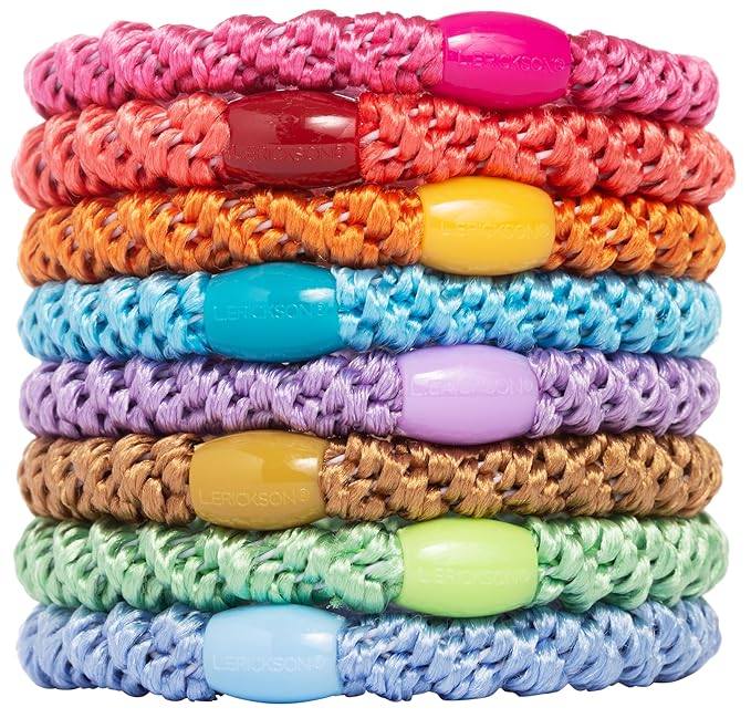 L. Erickson Grab & Go Pony - Spring - 8 Pack Ponytail Holder Hair Ties - Mixed Colors