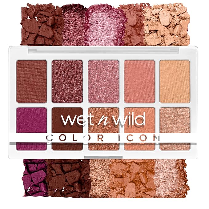 wet n wild Color Icon 10-Pan Eyeshadow Makeup Palette, Long Lasting, Shimmer, Metallic, Glittery, Matte, Rich Smooth Pigment, Cruelty Free - Pink Heart And Sol