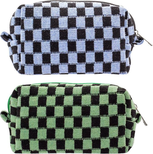 Pazimiik checkered makeup bag for