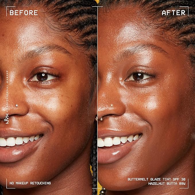 NYX PROFESSIONAL MAKEUP Buttermelt Glaze Soft Glow Skin Tint + SPF 30, Up To 12HR Wear, 09 Hazelnut Butta