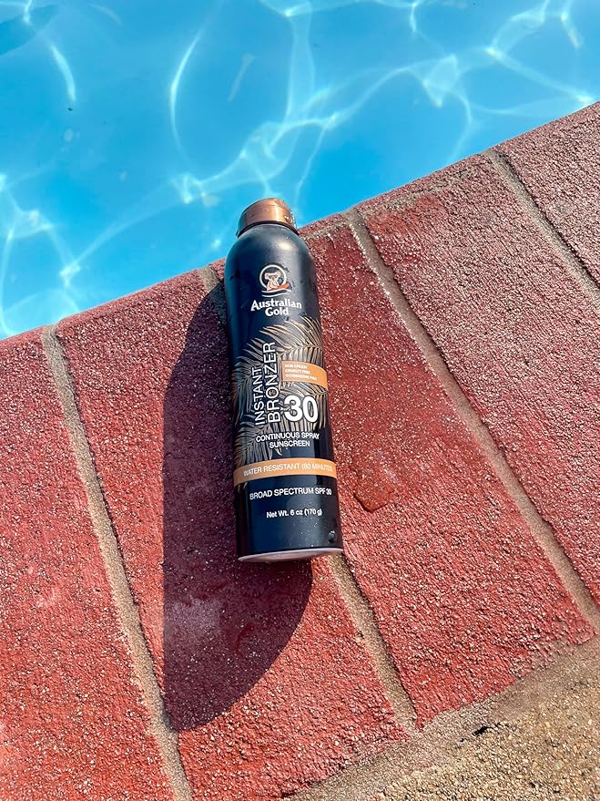 Australian Gold Aerosol Sunscreen SPF 30, Instant Bronzer, Non-Greasy, Water Resistant, Cruelty Free, Bronzer - New, 6 Oz