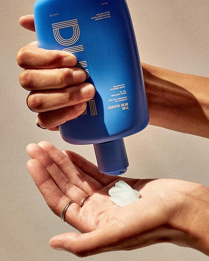 The Bod Guard - Award-Winning Clear Invisible Gel Body Sunscreen - Broad Spectrum SPF 30 Protection, 72 Hour Hydration, 40 Mins. Water Resistant, Reef Friendly, Non-Greasy (8.4 Fl Oz)