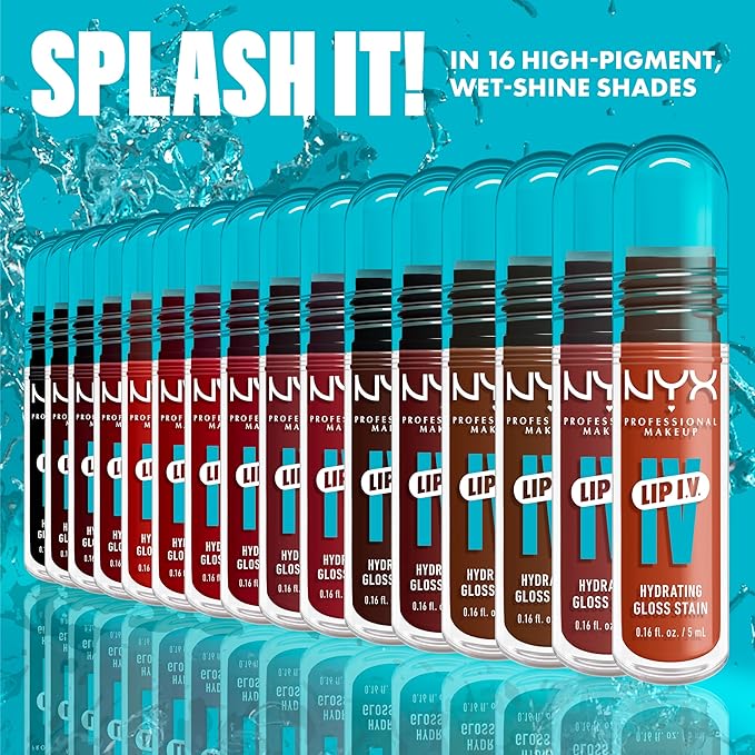 NYX PROFESSIONAL MAKEUP Lip IV Hydrating Glossy Lip Stain with 12HR Hydration - Water Bout Wine (Red)