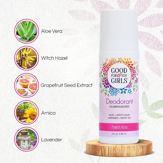 Good for You Girls Aluminum-Free, Natural & Vegan Deodorant for Kids, Preteens, Teens, Safe & Effective Odor Protection, Clear Roll-On, Natural Fragrance | Soft Powder, 3 oz (Pack of 2)