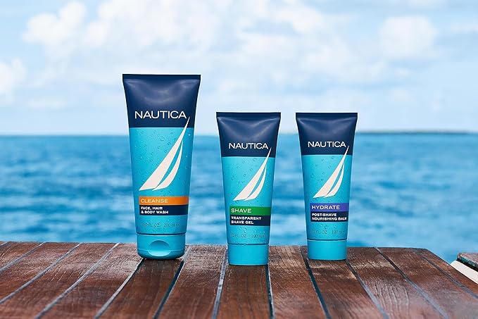 Nautica Grooming 3 Piece Gift Set, Notes of Grapefruit, Lavender, and Wood, Men's Fragrance, Long Lasting, Everyday Fragrance