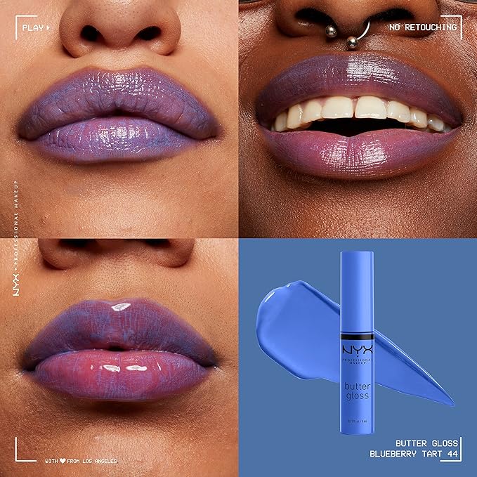 NYX PROFESSIONAL MAKEUP Butter Gloss, Non-Sticky Lip Gloss - Blueberry Tart (Periwinkle Blue)