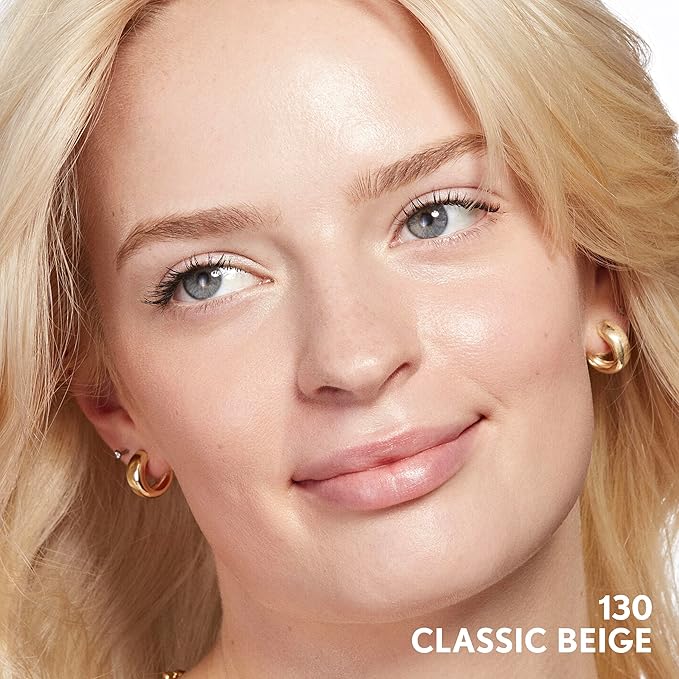 COVERGIRL Clean Invisible Foundation Makeup, Dewy & Glowy Natural Finish, Buildable Coverage, Skin-Like Smooth Look, Vegan, Classic Beige, 1oz