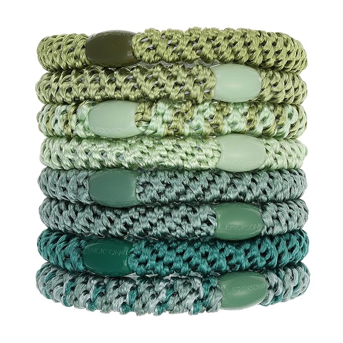 L. Erickson Grab & Go Ponytail Holders - Set of Eight, Aloe