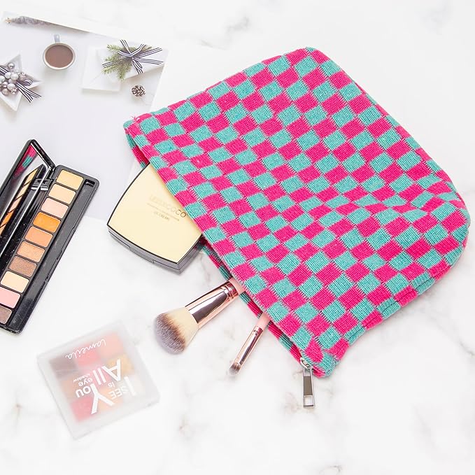 Pazimiik knitted checkered makeup bag