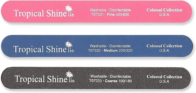 Tropical Shine 8.5 Inches Nail Files For Natural and Acrylic Nails. 3 pcs.