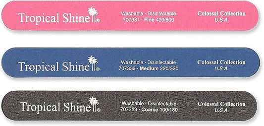 Tropical Shine 8.5 Inches Nail Files For Natural and Acrylic Nails. 3 pcs.