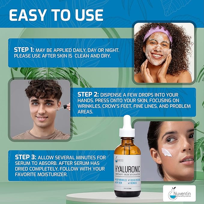 Hyaluronic Acid Serum Anti Aging Skin Care Facial Booster For Face - Hydro-Boost Moisturizer Booster W/Vitamin C & Vitamin E For Wrinkles, Fine Lines, Dark Spots, & Dry Skin, 1.75 Fl Oz