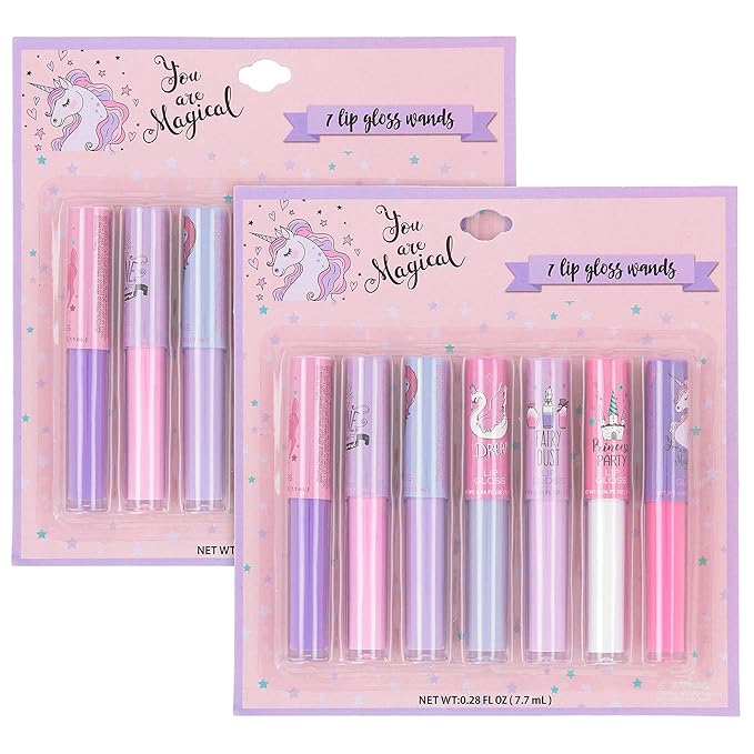 Expressions 14pc Lip Gloss for Girls - Glossy Lip Gloss Tubes | Non Toxic Lip Gloss Set - Unicorn Princess Birthday Party Favors Kids Makeup
