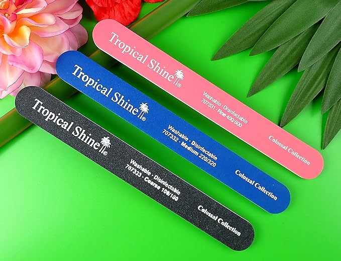 Tropical Shine 8.5 Inches Nail Files For Natural and Acrylic Nails. 3 pcs.