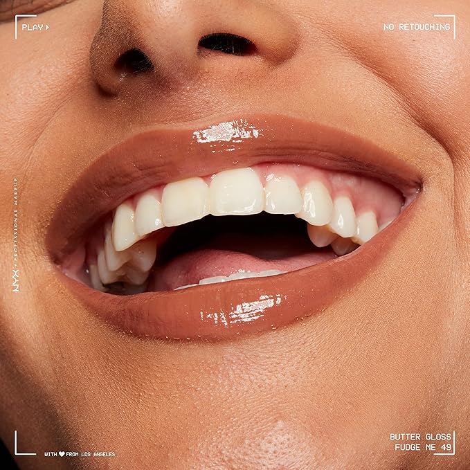 NYX PROFESSIONAL MAKEUP Butter Gloss Brown Sugar, Non-Sticky Lip Gloss - Fudge Me (Warm Brown)