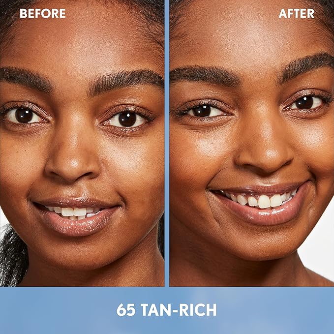 Covergirl Simply Ageless Skin Perfector Essence Foundation, 65 Tan-Rich, Tinted Skincare Makeup Hybrid, Sheer Tint, Radiant Finish, Glowy Finish, Vegan Formula, 1.0oz