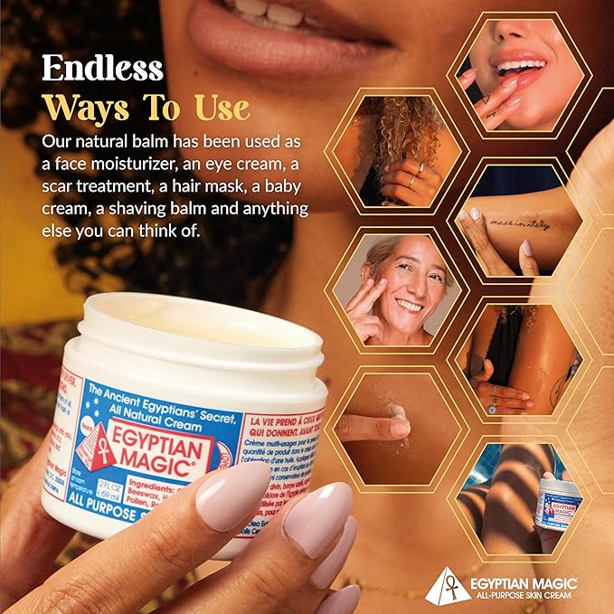 Egyptian Magic - All Purpose Face, Body, and Dry Skin Moisturizing Cream, Skin Protectant for Women & Men, Eczema Care Healing Balm, Scar Treatment, Stretch Marks, and Tattoo Aftercare, 2oz Jar