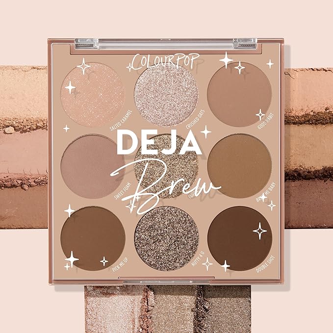 ColourPop Deja Brew Eyeshadow Palette - Cool-Toned Nude Eye Makeup Palette with Matte, Metallic and Matte Sparkle Finishes - High-Pigment Eye Makeup with a Long-Wearing Formula (0.3 oz)