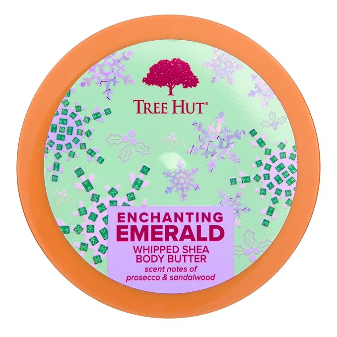 Tree Hut Enchanting Emerald Whipped Shea Body Butter | Long-lasting Hydration Leaves Skin Feeling Soft & Moisturized | Limited Edition Holiday | 8.4 fl oz.