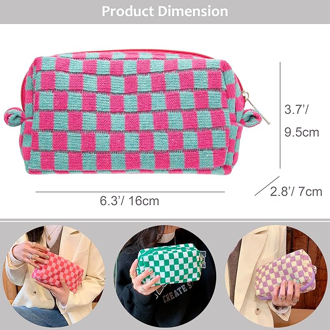 Pazimiik checkered makeup bag for