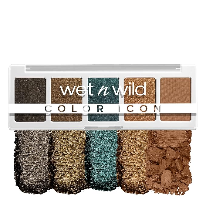 wet n wild Color Icon Eyeshadow Makeup 5 Pan Palette, Matte, Shimmer, Metallic, Long Wearing, Rich Buttery Pigment, Cruelty Free - My Lucky Charm