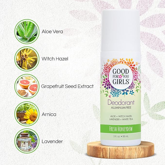 Good for You Girls Aluminum-Free, Natural & Vegan Deodorant for Kids, Preteens, Teens, Safe & Effective Odor Protection, Clear Roll-On, Natural Fragrance | Fresh Honeydew, 3 oz (Pack of 1)