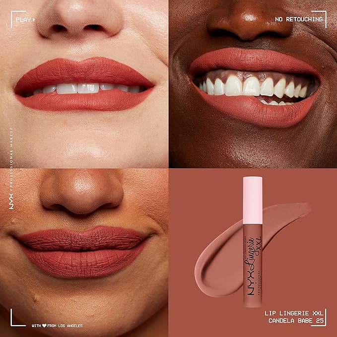 NYX PROFESSIONAL MAKEUP Lip Lingerie XXL Matte Liquid Lipstick - Candela Babe (Warm Rose Nude)