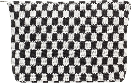 Pazimiik knitted checkered makeup bag