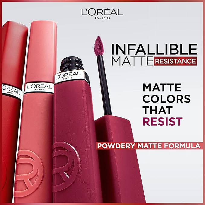 L'Oreal Paris Infallible Matte Resistance Liquid Lipstick, up to 16 Hour Wear, Wedding Night 650, 0.16 Fl Oz