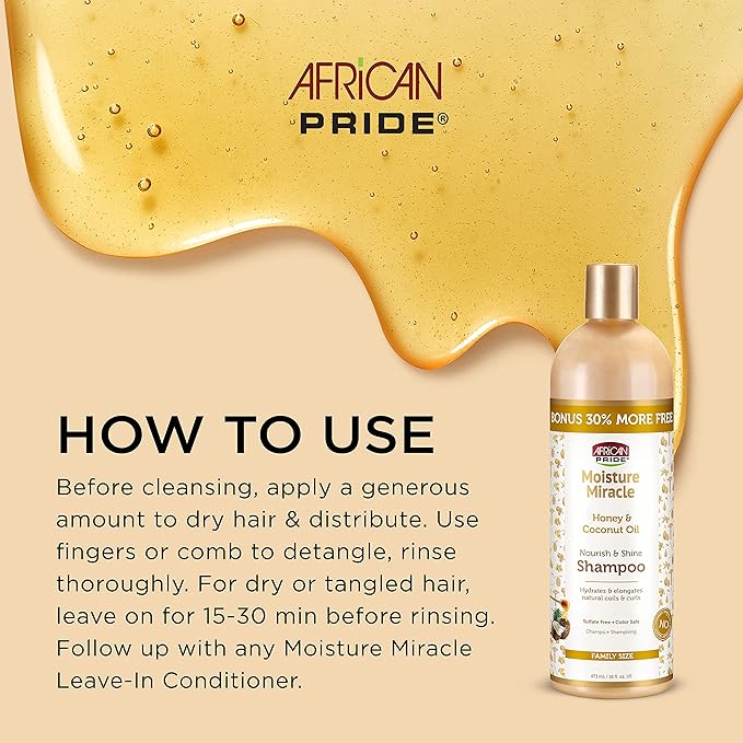 African Pride Moisture Miracle - For Natural Coils & Curls, Nourishes & Shines, Sulfate Free, Color Safe (16 Oz (3-in-1 Set))